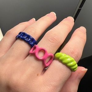 Fruit Punch Enamel Ring Set 🧃🩷🫐💚🍒